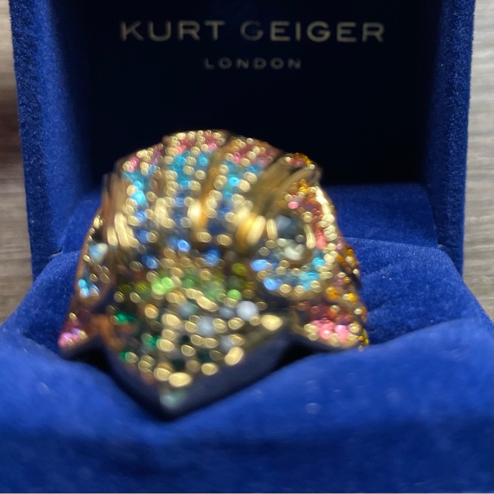 KURT GEIGER London COLORFUL RAINBOW Jeweled EAGLE Designer COCKTAIL RING w BOX - Picture 5 of 6